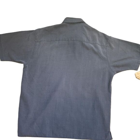 Reaction Kenneth Cole Camp Shirt Short Sleeve Collared Chest Pocket Button Up Lg - Picture 6 of 10